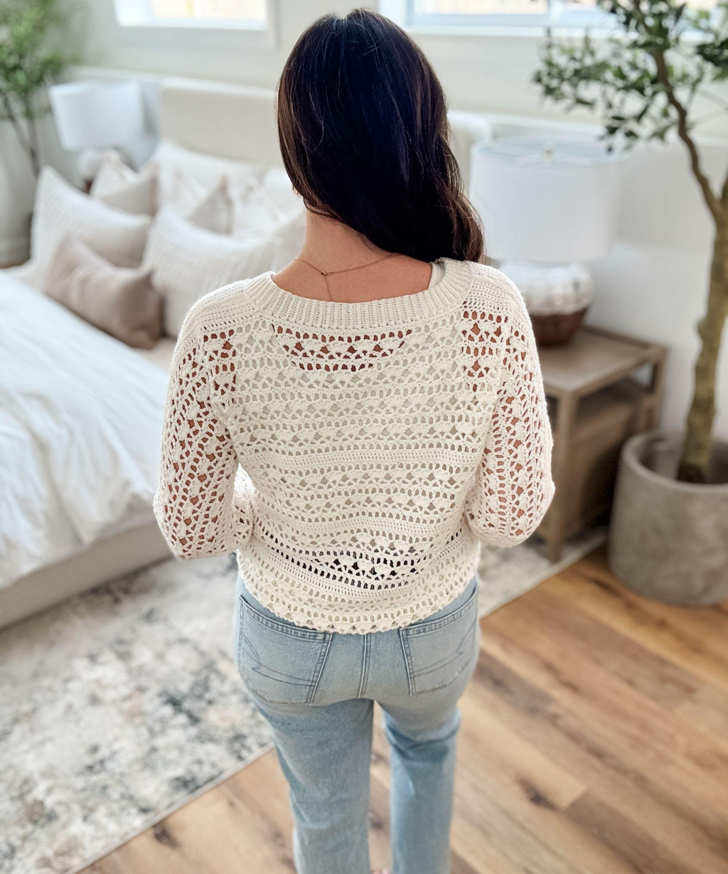 Caribbean Sea Sweater Crochet Pattern – Lacy Summer Top, Fingering Weight, XS–5X | PDF Digital Download